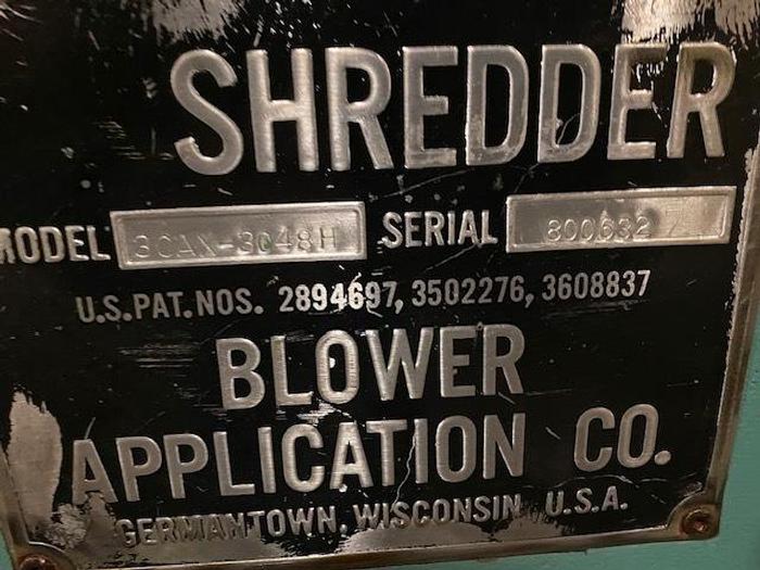 Used BLOAPCO MODEL 3CAX-3048H SHREDDER  30 HP MOTOR