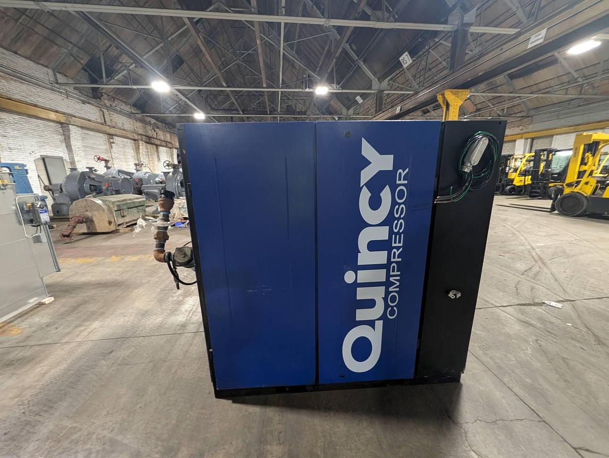 Used 60 HP QGV-60 QUINCY AIR COMPRESSOR SYSTEM WITH QED-600 AIR DRYER MANUFACTURED 2018
