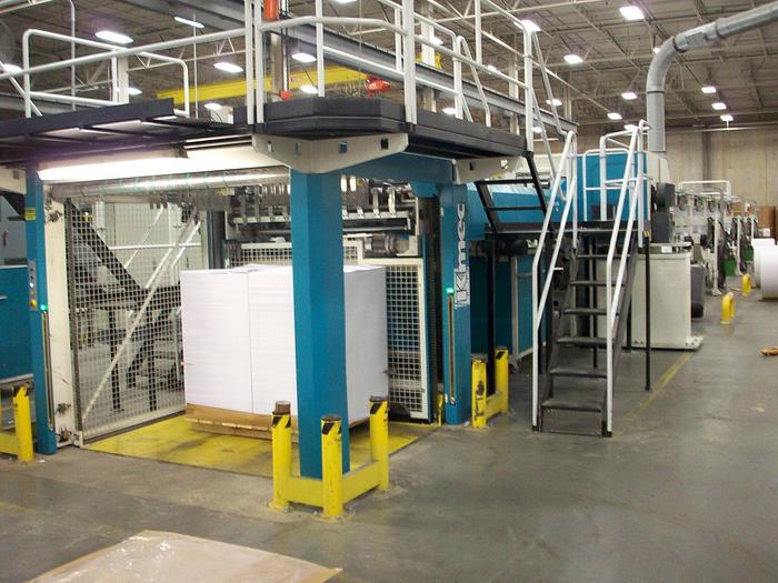 Used 65" (1650 MM) KMEC DREAMCUT DUAL ROTARY KNIFE SHEETER (3) DUAL POSITION BACKSTANDS MFG. 2007 - PENDING LS