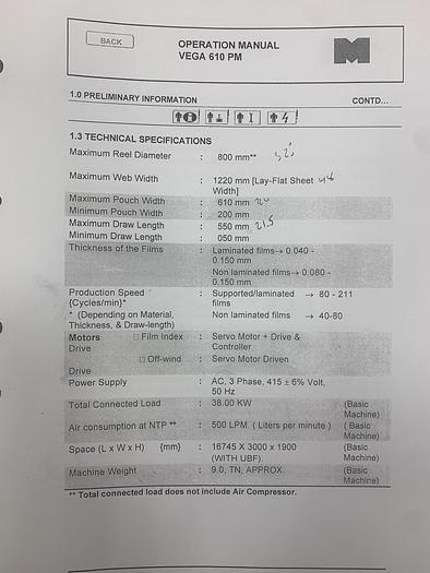 Used 2008 MAMATA VEGA 610 POUCH MACHINE