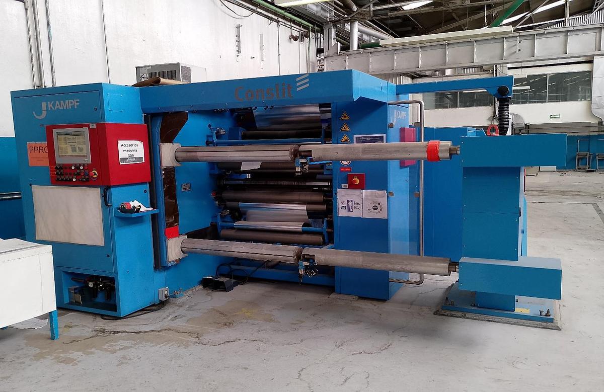 Used 41" (1050mm) WIDE KAMPF CONSLIT III 10/085 ALUMINUM FOIL DUPLEX SLITTER REWINDER