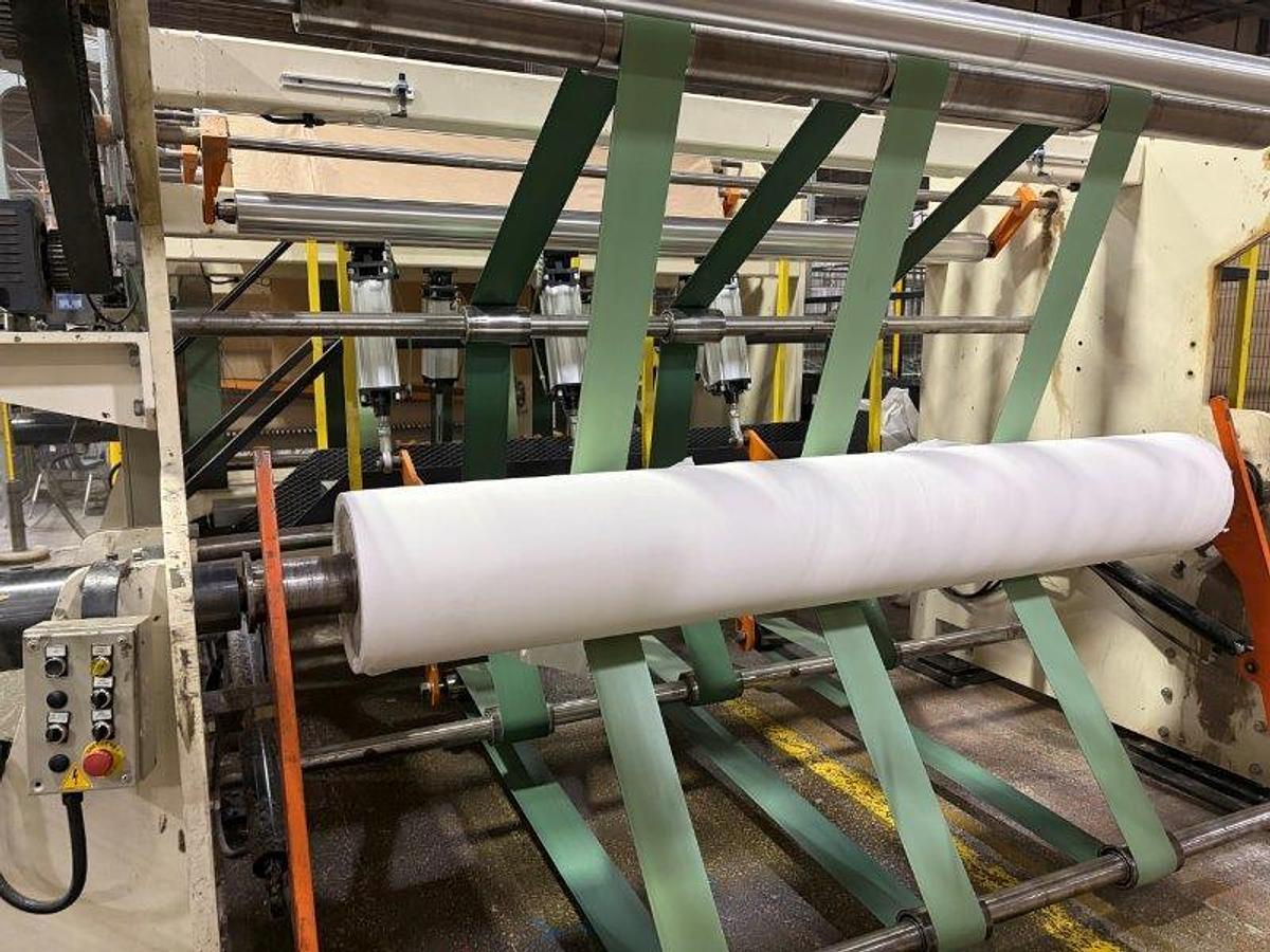Used 108" WIDE MAFLEX HESTIA MODEL SA-502 INDUTRIAL ROLL REWINDER
