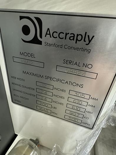 Used 12" WIDE ACCRAPLY MODEL DM12 DOCTOR MACHINE MFG 2019