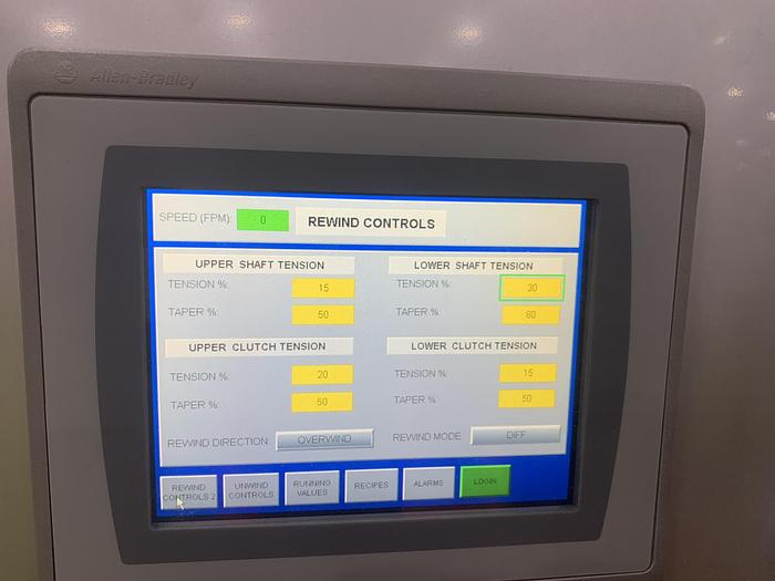 Used 94" WIDE ELITE CAMERON MODEL CW800HD CANILEVERED DUPLEX SLITTER REWINDER