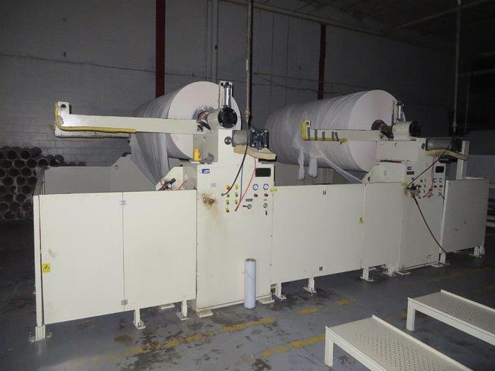 Used 112" BAOSUO BATHROOM TISSUE LINE WITH VTP CARTON ERECTOR, PACKER & VTP 8450 WRAPPER
