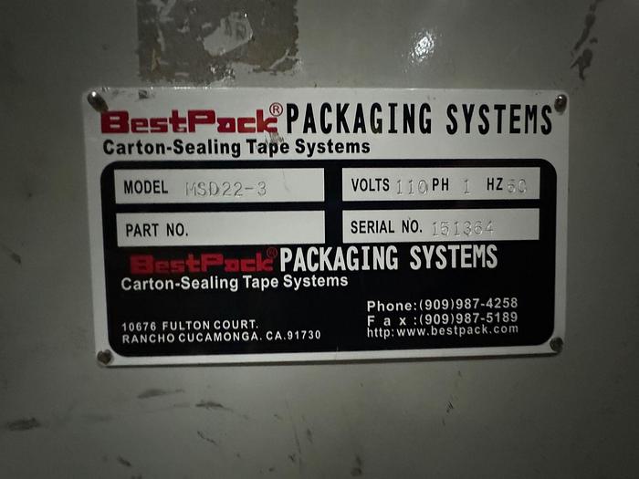 Used BESTPACK MSD22-3 CASE SEALER TAPE CARTON SYSTEM