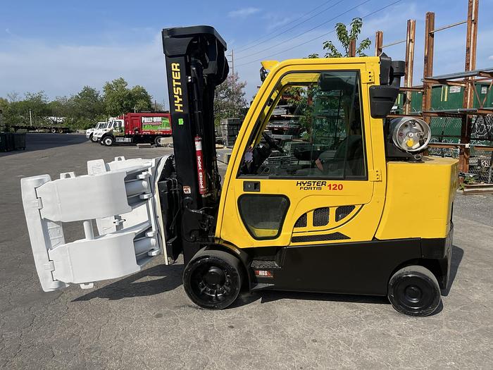 Used 12,000 POUND HYSTER S120FTPRS FORKLIFT WITH PAPER ROLL CLAMP MFG. 2017- PENDING SALE NF
