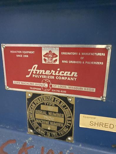 Used AMERICAN PULVERIZER COMPANY MODEL VSP4 PULVERIZER 100HP