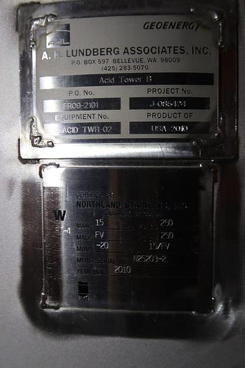 Used A.H. LUNDBERG 5' X 60' 316 STAINLESS STEEL ACID TOWERS TANKS