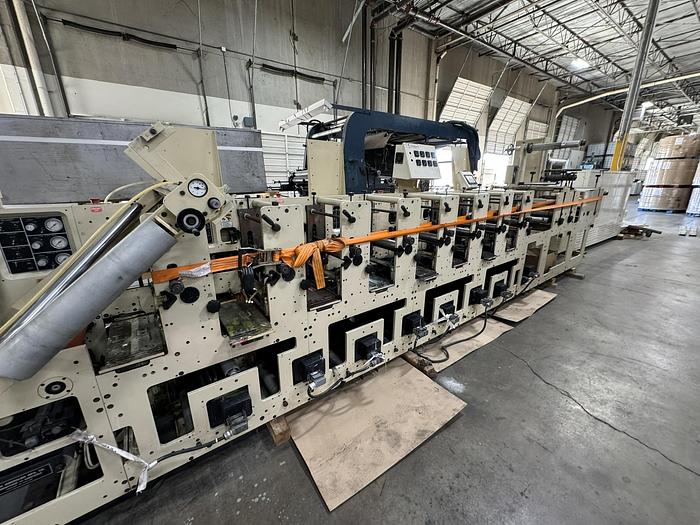 Used 13" WIDE MARK ANDY MODEL 2200-13E FLEXO PRESS 8 PRINT STATIONS 1 DIE CUTTING STATION