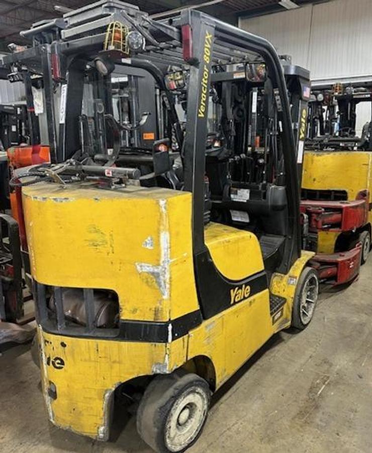 Used 8,000 POUND YALE MODEL GLC080VX WITH 51" PAPER ROLL CLAMP 5,500 HOURS MANUFACTURED 2021