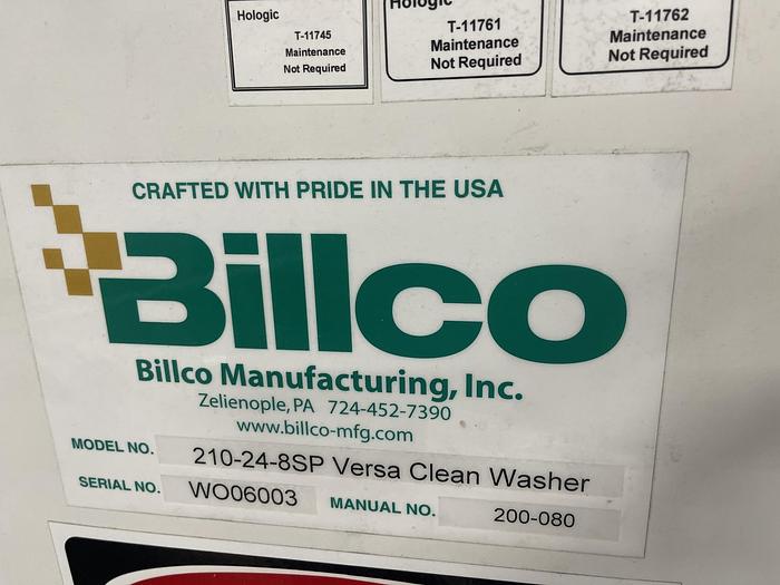 Used BILLCO MODEL 210-24-8SP VERSA CLEAN WASHER STAINLESS STEEL Pending JE