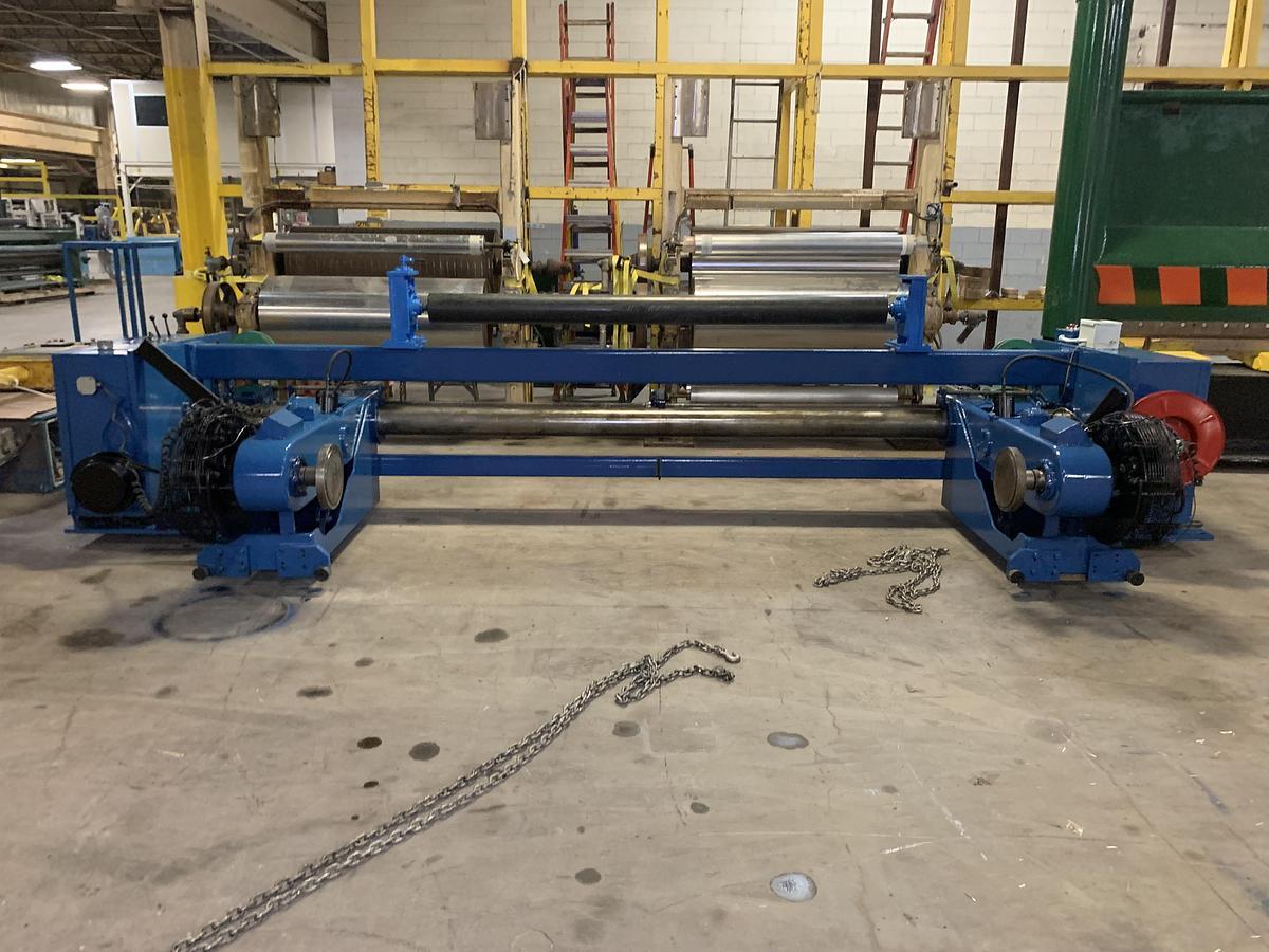 Used A & F MDL. RS-60  105" WIDE X 72" DIAMETER SHAFTLESS FLOOR PICKUP UNWIND STAND REBUILT 2013