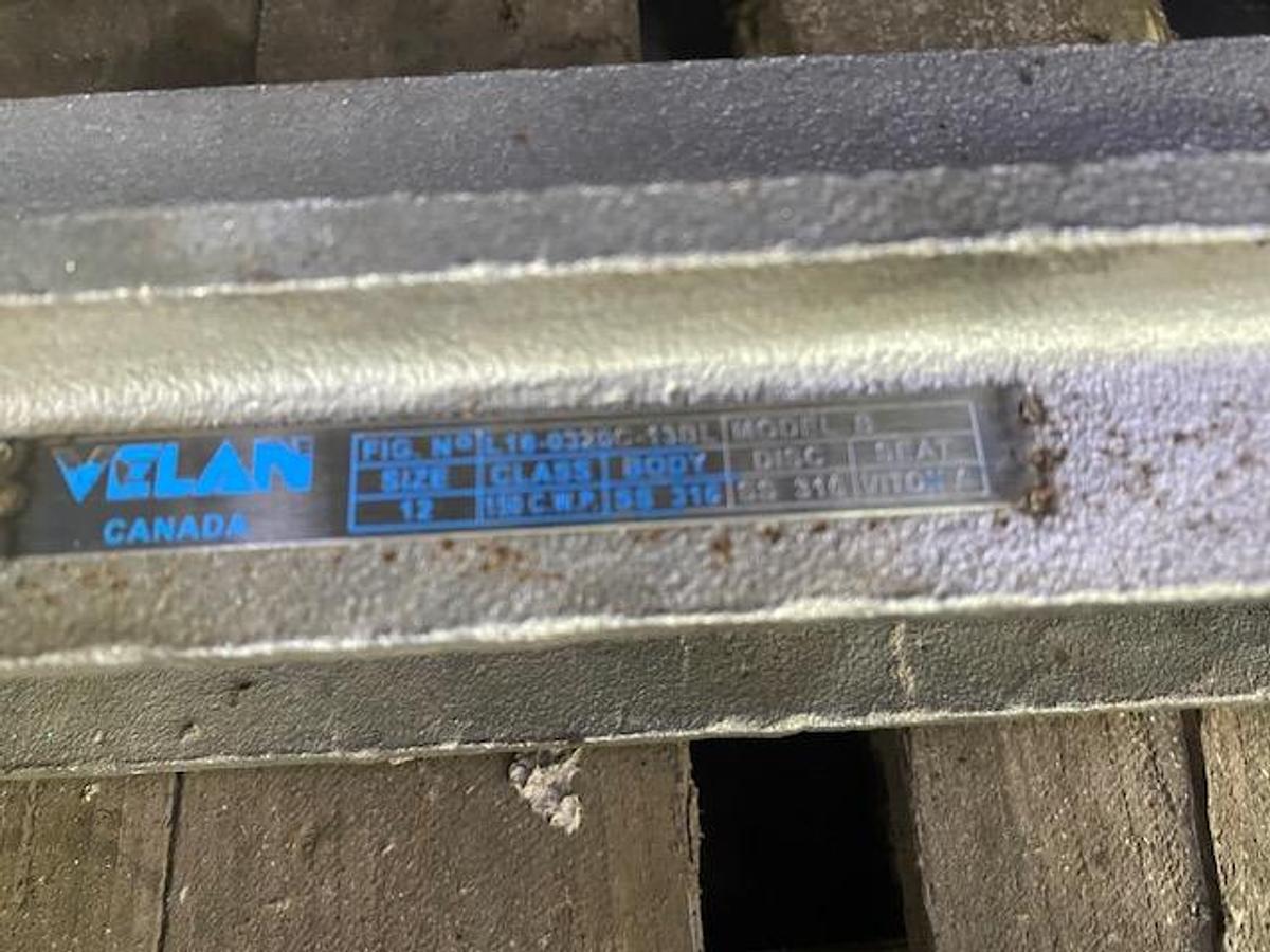 Used VELAN 12" DIA. MANUAL SLIDE GATE VALVE T-316 S/S