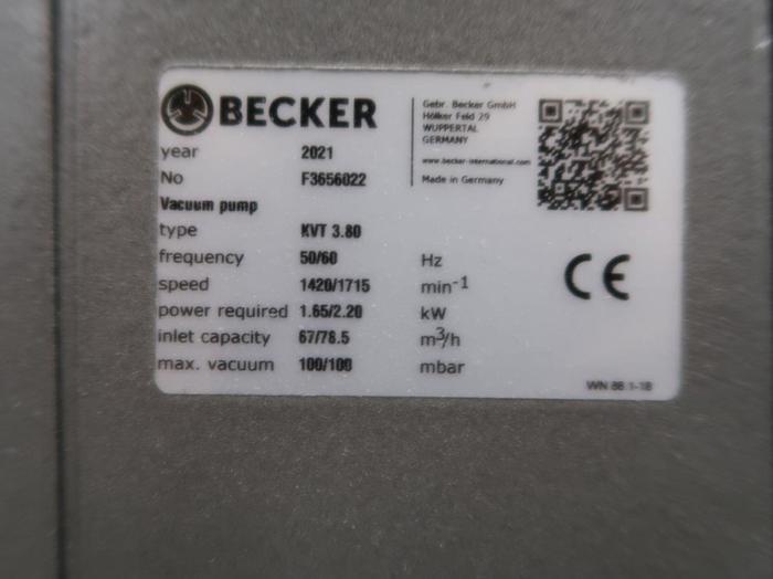 Used BECKER KVT 3.80 VACUUM PUMP MANUFACTURED 2021