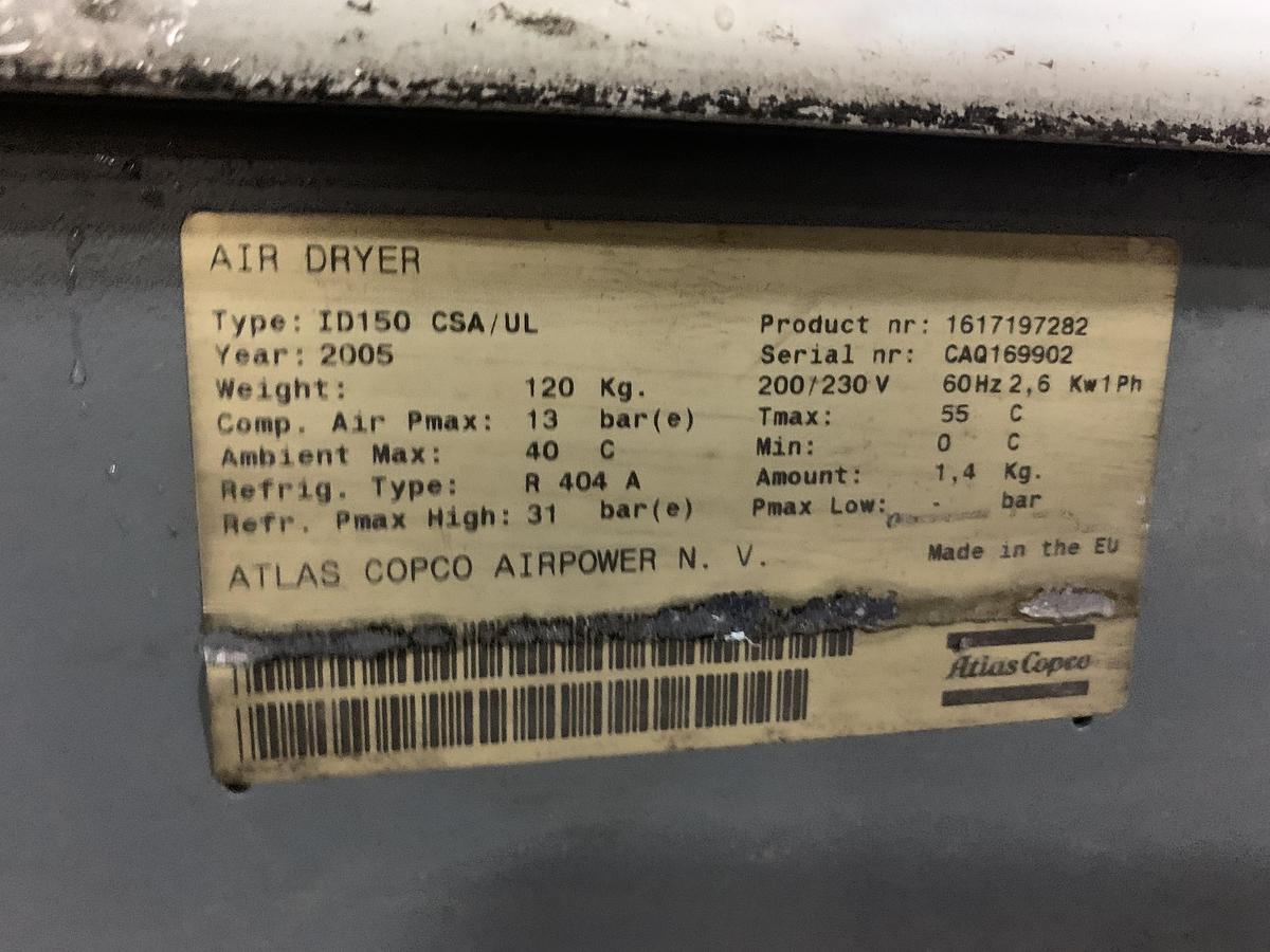 Used 75 HP ATLAS COPCO MODEL GA55VSD ROTARY SCREW AIR COMPRESSOR