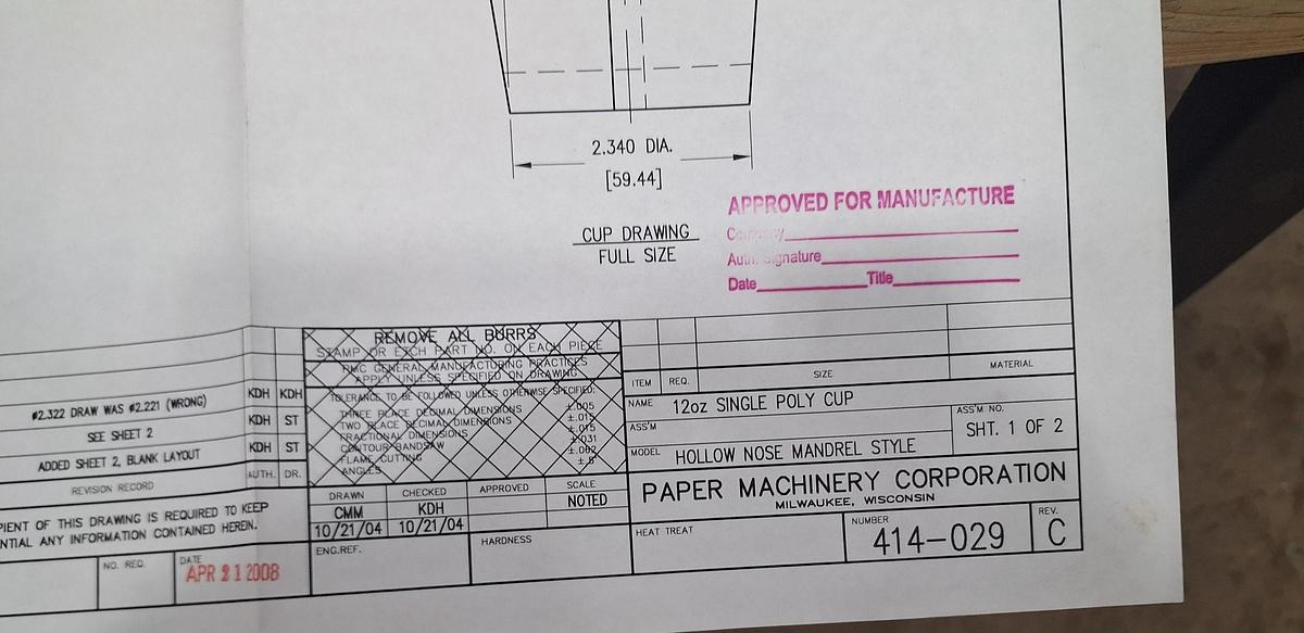 Used PAPER MACHINERY CORPORATION PMC CORPORATION PMC-1000 12OZ CUPS (Line #2)