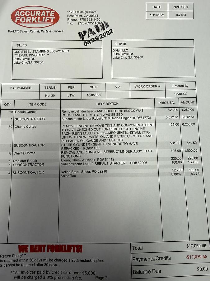 Used 20,000 LB. SILENT HOIST MDL FK S12 4334 HOURS - ON HOLD IU