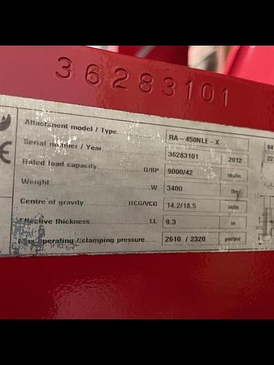 Used 84" DIAMETER BOLZONI AURAMO PAPER ROLL CLAMP MANUFACTURED 2012