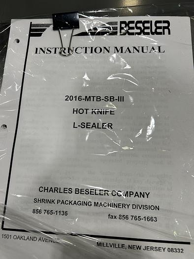 Used BESELER  2016 MTB-SB-111 HOT KNIFE L-BAR SEALER SHRINK WRAP SYSTEM