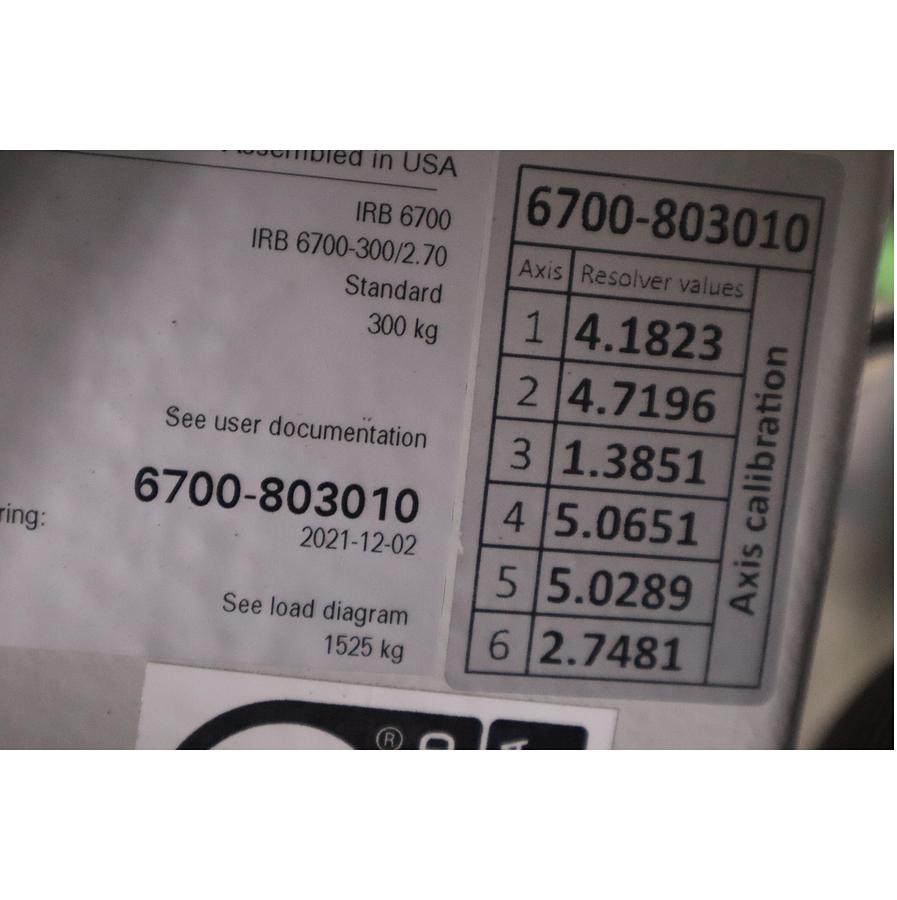 ABB MODEL IRB 6700-300/2.70 ROBOT 6-AXIS MANUFACTURED 2021