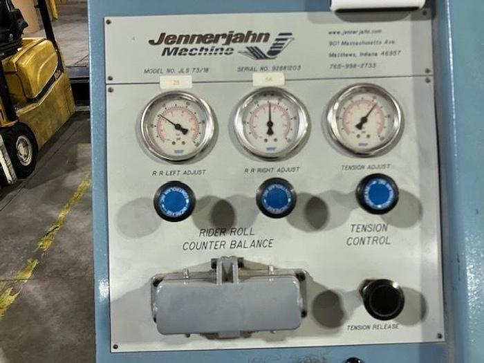 Used 73" WIDE JENNERJAHN MODEL JLS-73-18 AUTOMATIC COUNTER ROLL REWINDER