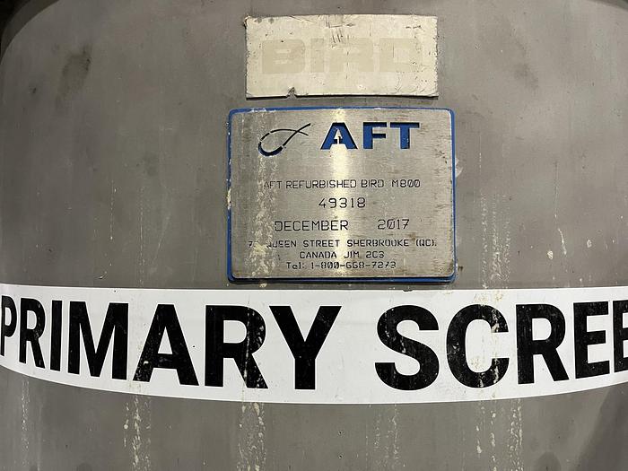 Used BIRD M800 PRESSURE SCREEN REBUILT BY AFT IN 2018