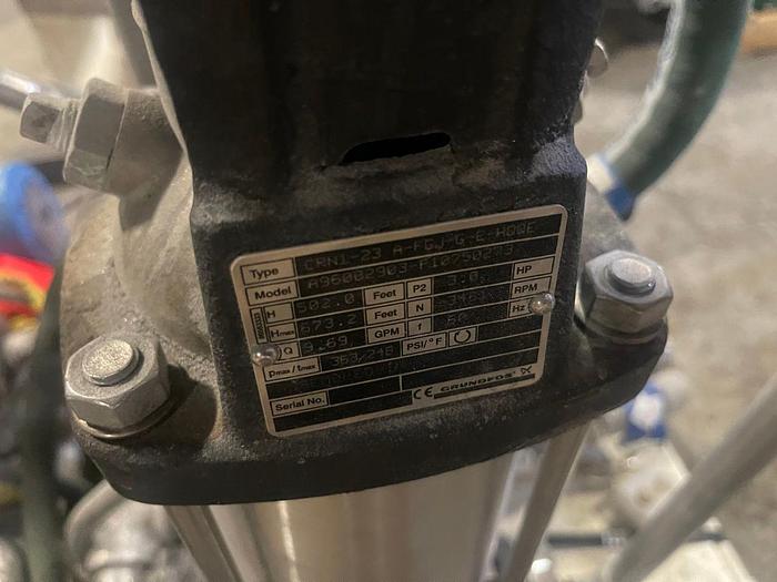 Used GRUNDFOS 1 HP PUMP MODEL CRN1S-15 A FGJ-G-E-HQQE