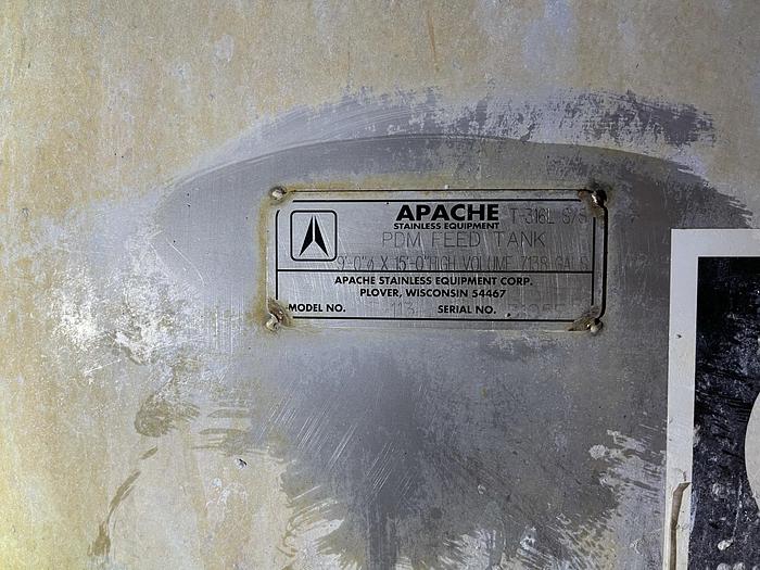 Used APACHE 9' DIA. X 15' HIGH T-316L SS  WITH AGITATOR 7138 GALLONS