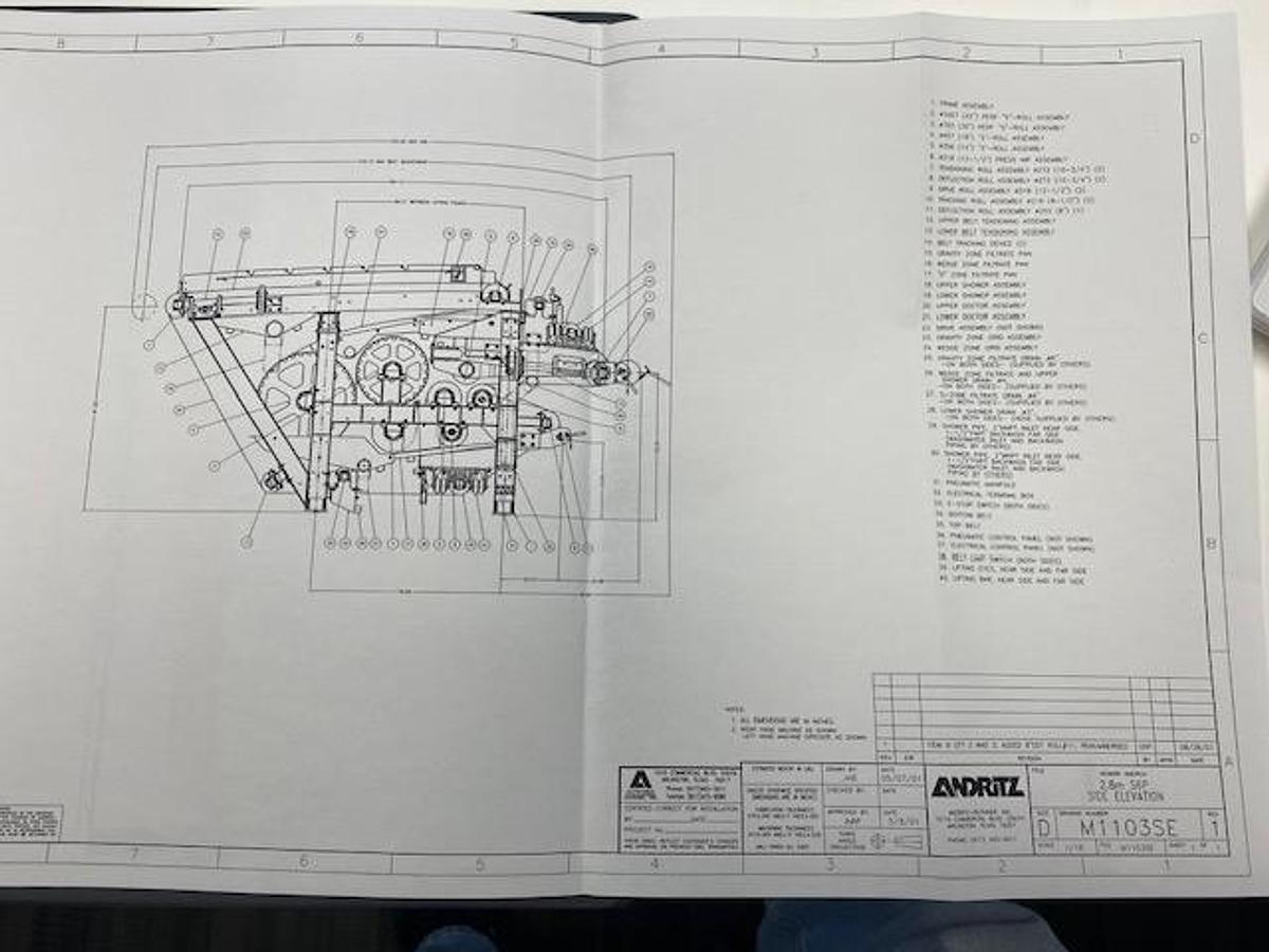 Used ANDRITZ CPF 2.8 METER S6P BELT FILTER PRESS 316L SS WETTED PARTS