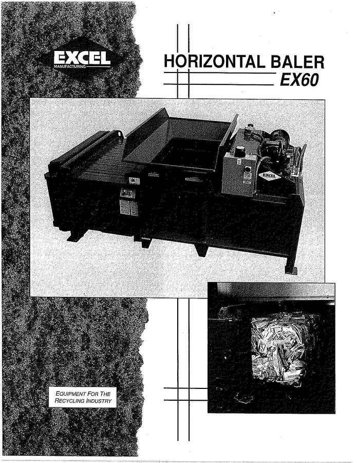 Used EXCEL EX-60 CLOSED DOOR DUAL 6" CYLINDER HORIZONTAL BALER
