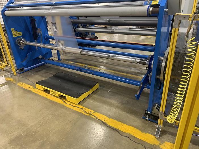 Used 94" WIDE ELITE CAMERON MODEL CW800HD CANILEVERED DUPLEX SLITTER REWINDER