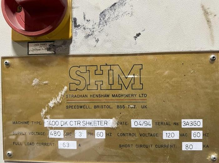 Used 55" SHM MODEL 1400 DK CTR SHEETER SINGLE UNWIND