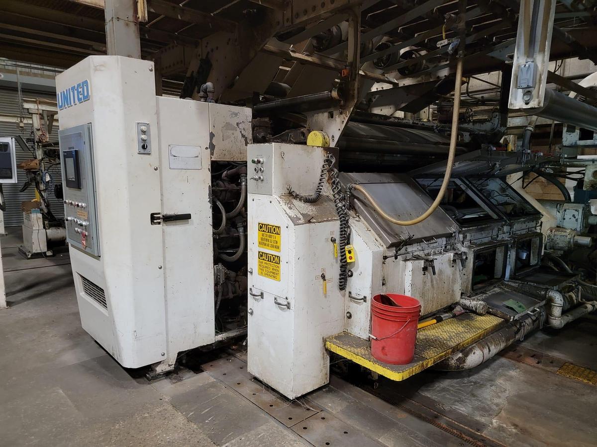 Used 98" WIDE UNITED SINGLE FACER MODEL M600 WITH B, C & E FLUTE CARTRIDGES