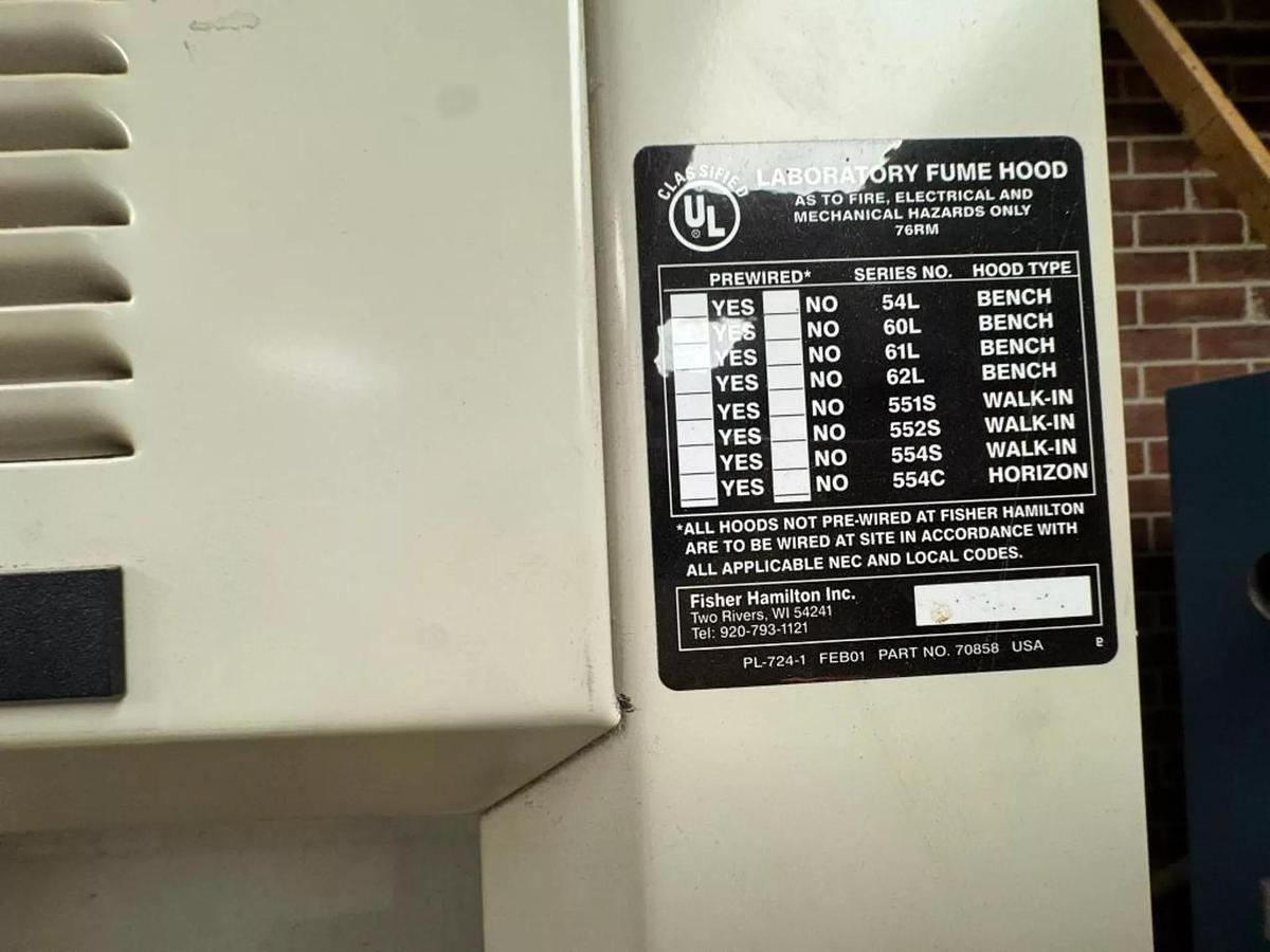 Used HAMILTON SAFE AIRE LABORATORY FUME HOOD
