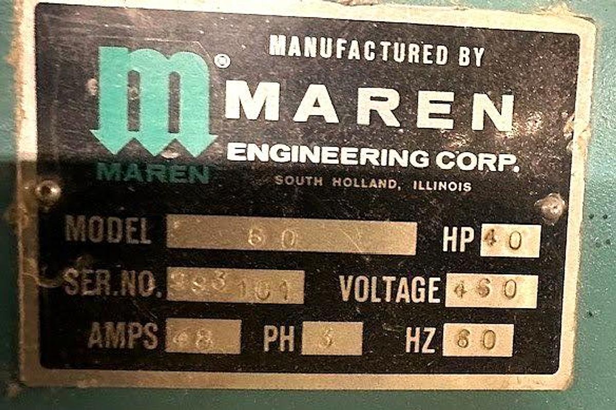 Used MAREN MODEL 72-S-0E-75 40HP HORIZONTAL AUTO-TIE BALER W/MAREN MODEL 60 HOGGER