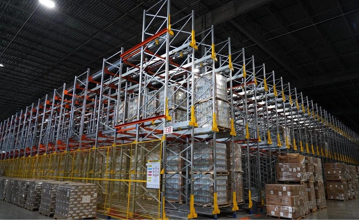 Used SSI SCHAFER AUTOMATIC FIFO PALLET RACKING STORAGE SYSTEM WITH 3 ORBITERS - MFG 2021