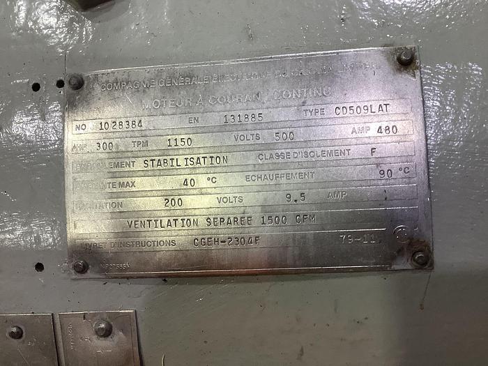 Used 300HP DC GENERAL ELECTRIC MOTOR 1150RPM