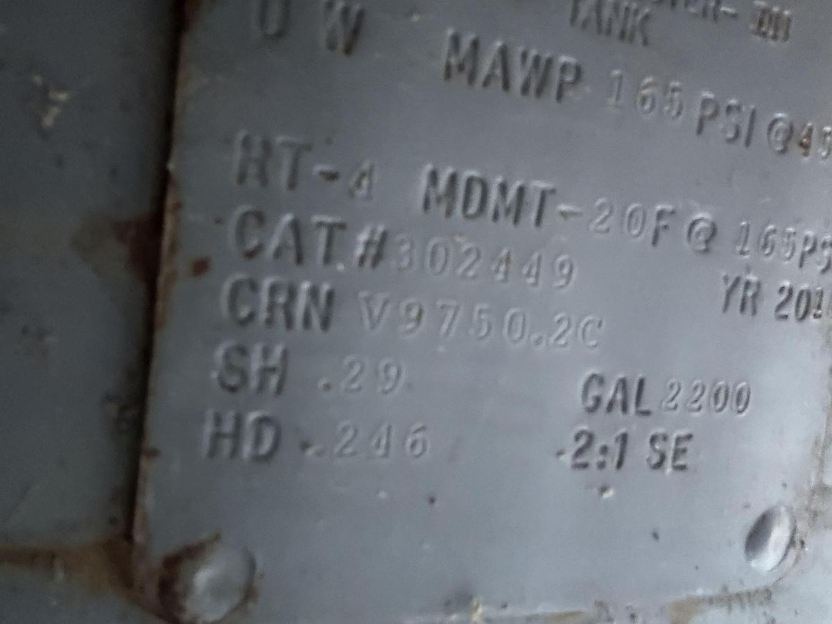 Used 2,200 GALLON MANCHESTER AIR TANK