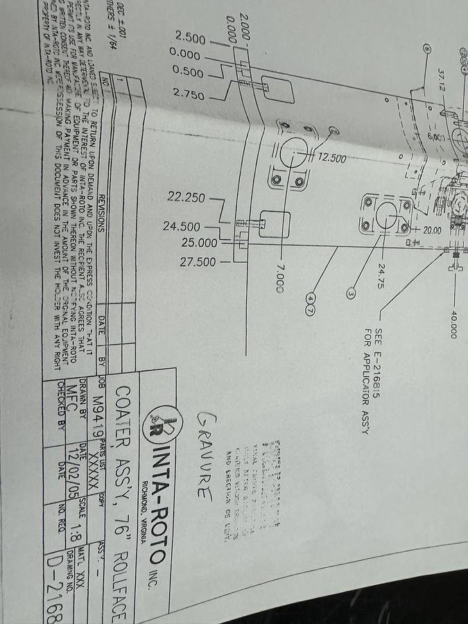 Used 72" WIDE INTAROTO LAMINATOR - PAPER & BOARD
