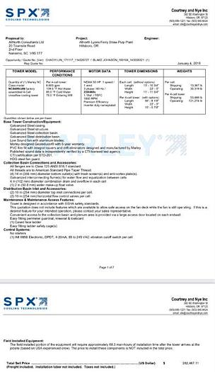 Used 790 TON (4 AVAIL)  SPX MARLEY MODEL NC8409U COOLING TOWER MFG. 2018