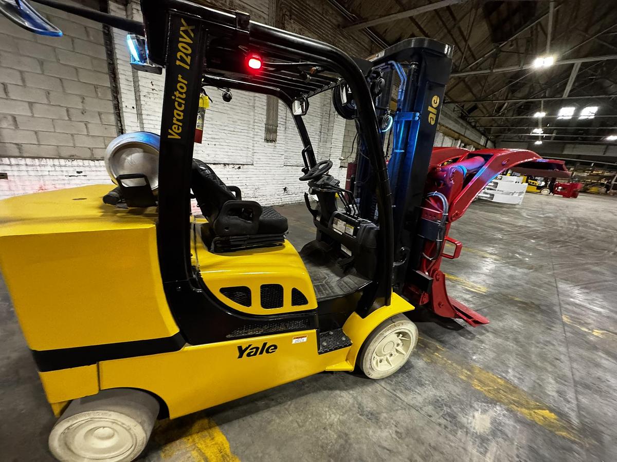 Used 12,000 POUND YALE GC120VXPRS FORKLIFT WITH 72" BOLZONI CLAMP MANUFACTURED 2021