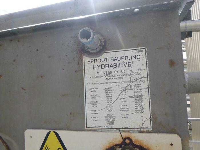 Used SPROUT BAUER, INC. HYDRASIEVE STATIC SCREEN STAINLESS STEEL