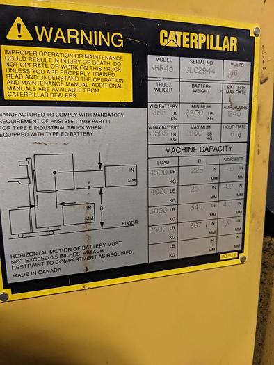 Used 4,500 POUND HYSTER NRR45 HIGH REACH FORKLIFT