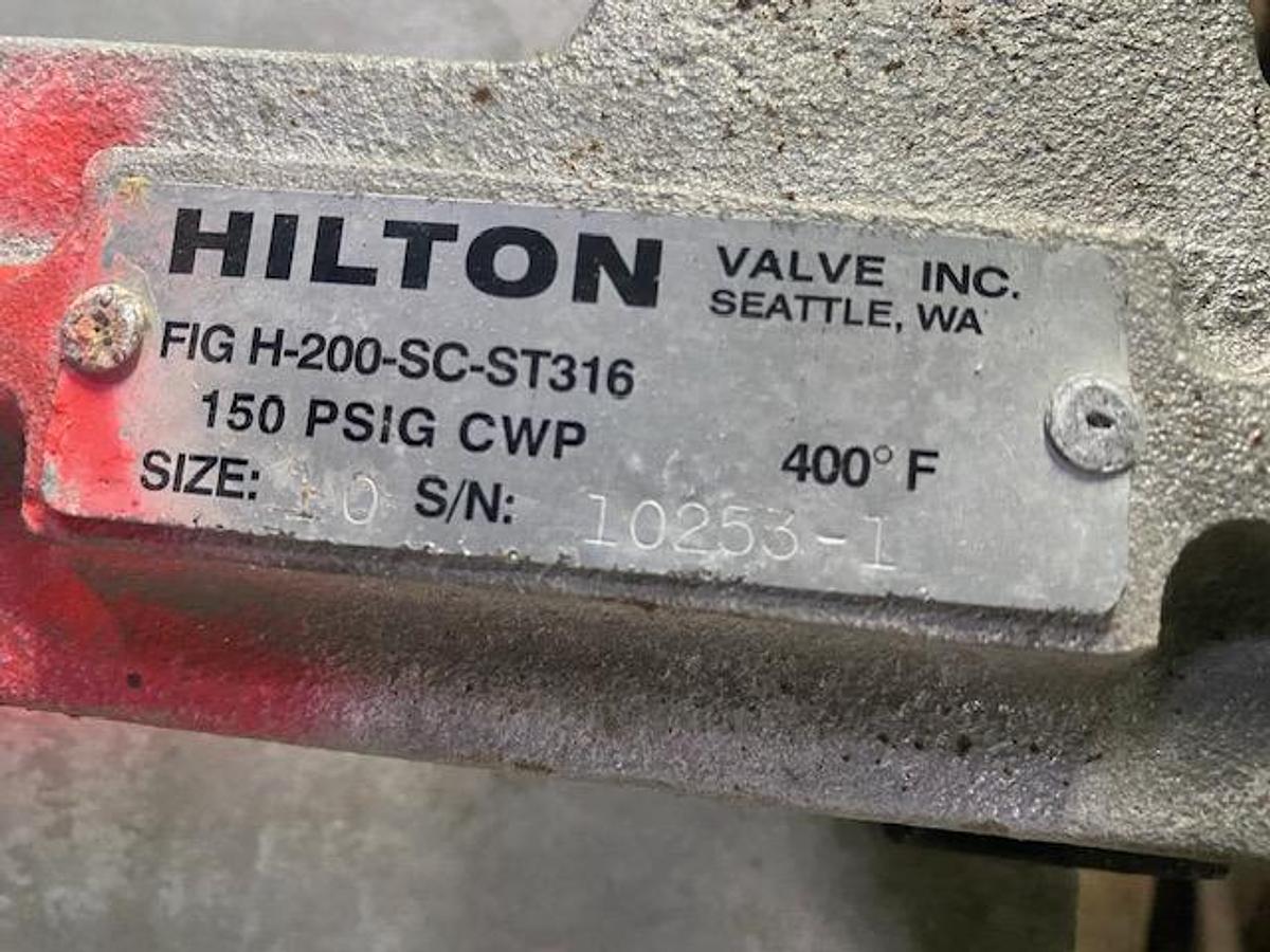 Used HILTON VALVE 10" DIAMETER MANUAL SLIDE GATE VALVE S/S