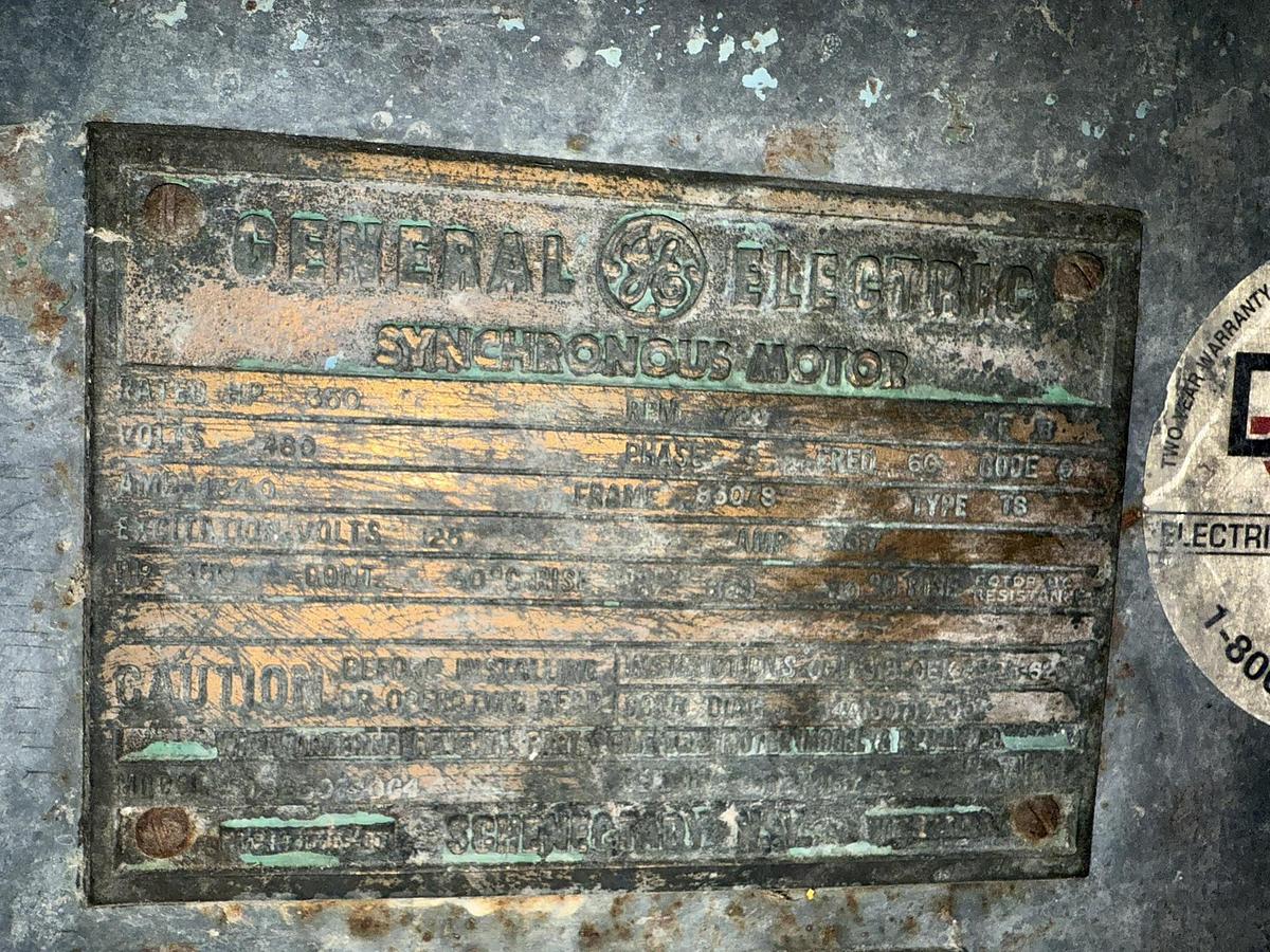 Used GENERAL ELECTRIC 350 HP MOTOR 480 V 