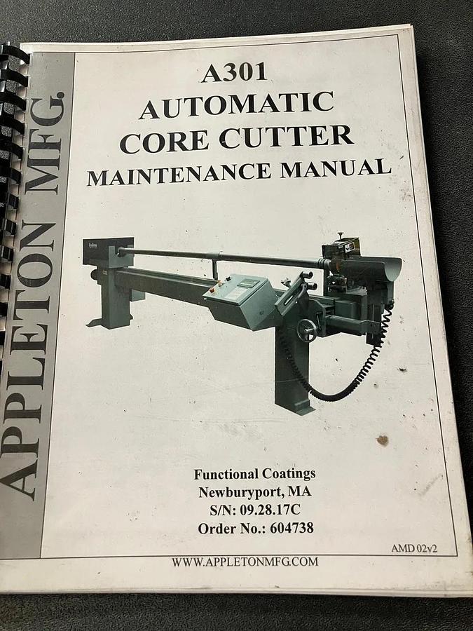 Used 120" APPLETON A301 AUTOMATIC CORE CUTTER MFG 2017