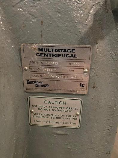 Used GARDNER DENVER MDL. 856-6-0-0-0-0 AD MULTISTAGE CENTRIFUGAL PUMP 100 HP