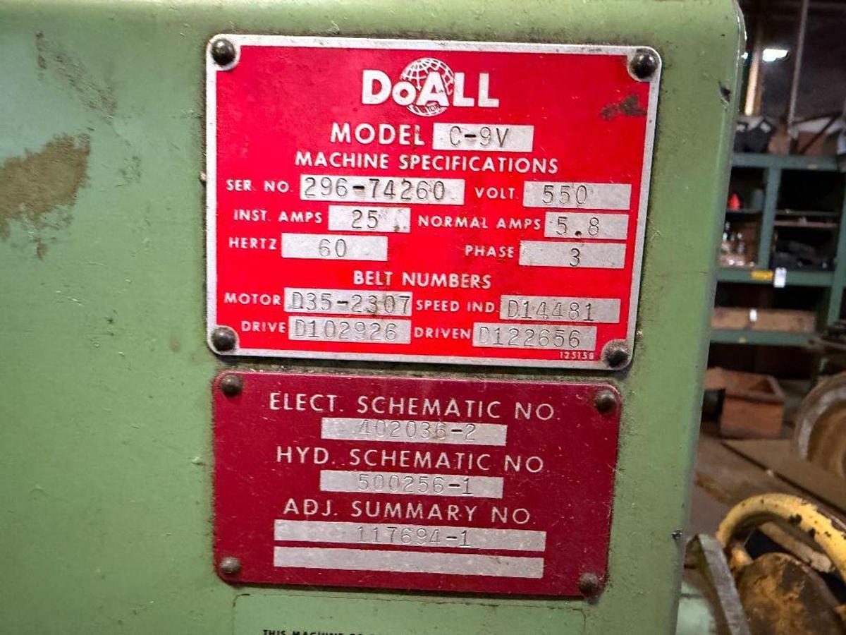 Used DOALL MODEL C-9V METALCUTTING BAND SAW