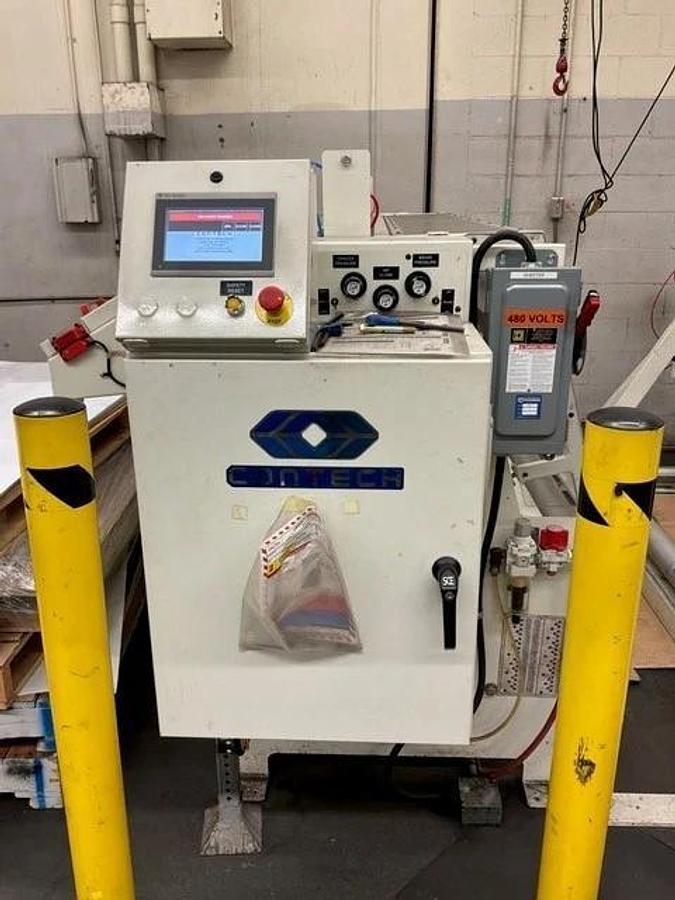 Used 74" WIDE CONTECH MODEL OS-74 SERVO SHEETER AUTOMATED ROLL CUTTER ALLEN BRADLEY CONTROLS MANUFACTURED 2018